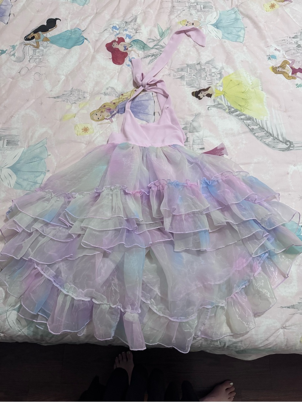 Smocked Sweets Girls' Pastel Lavender Multi-Tier Ruffle Halter Costume Dress